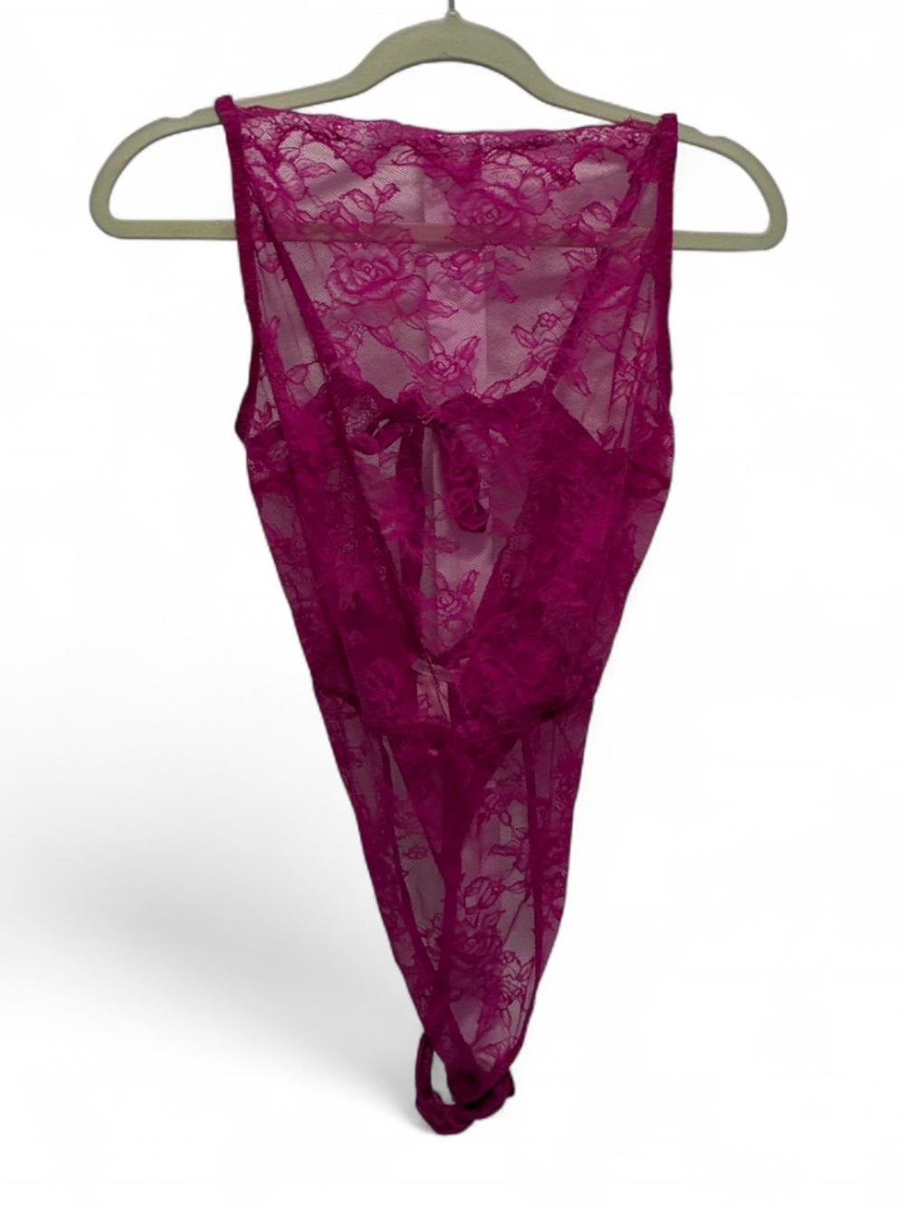 Victoria’s Secret Fuschia Sheer Lace High Neck Bodysuit
